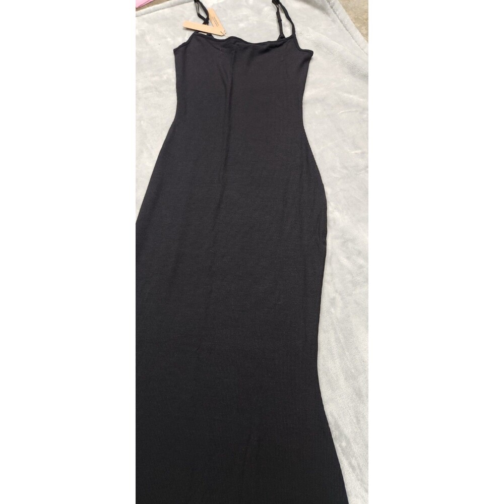NWT Skims‎ Medium Black Onyx Soft Lounge Long Slip Dress AP-DRS-0596